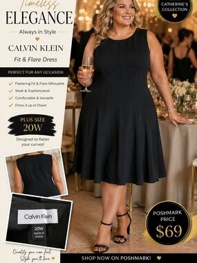 Calvin Klein Black Fit & Flare Dress – Plus Size 20W